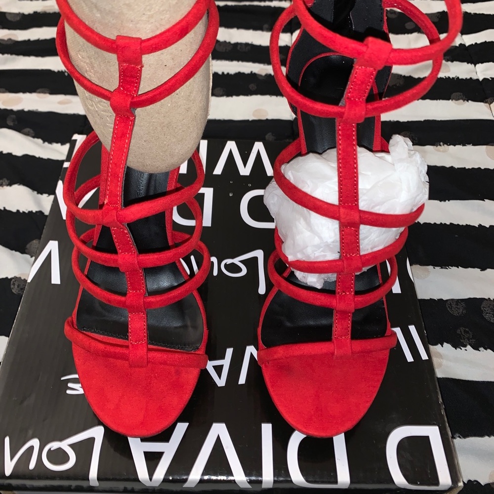Red Stilettos with straps, worn once